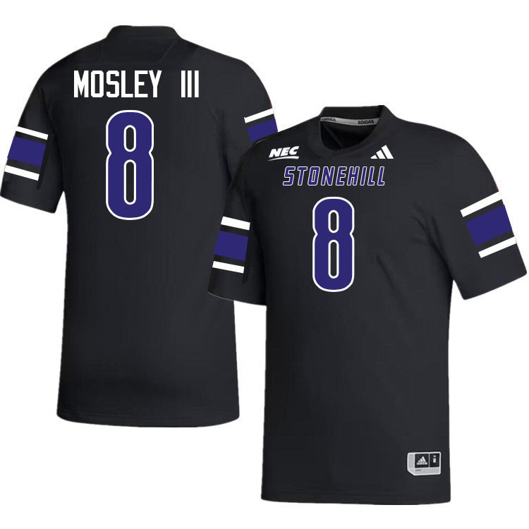 Stonehill Skyhawks #8 Richard Mosley III College Football Jerseys,Uniforms Stitched-Black